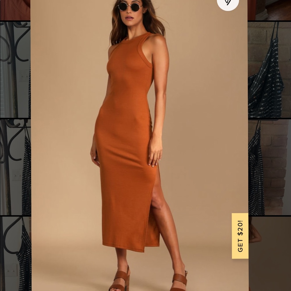 Lulus Rust Orange Ribbed Dress